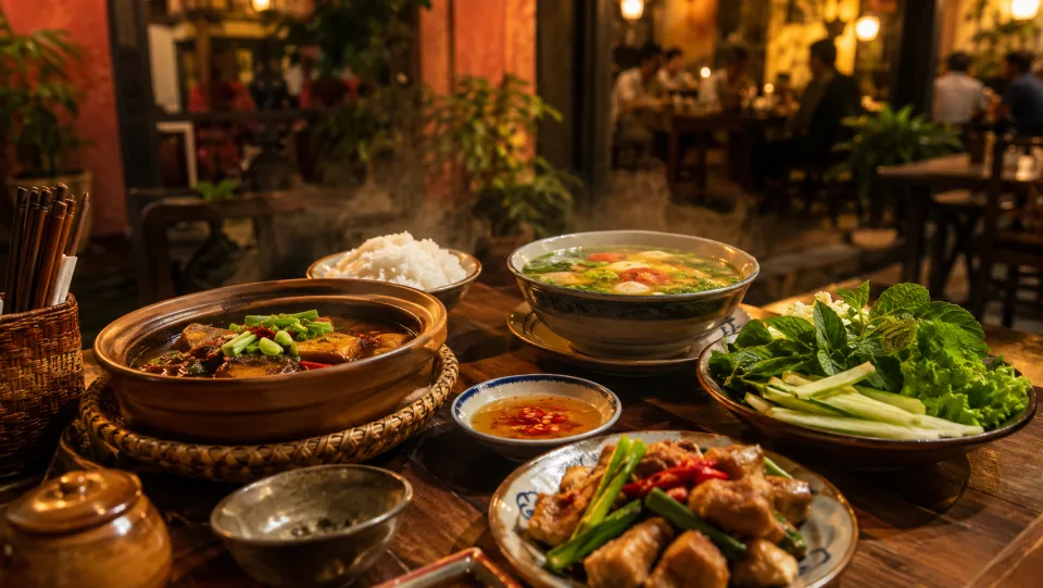 Bàn ăn tại Hương Biển